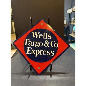 Wells Fargo Express Porcelain Sign 11" Stagecoach Western Gas Oil